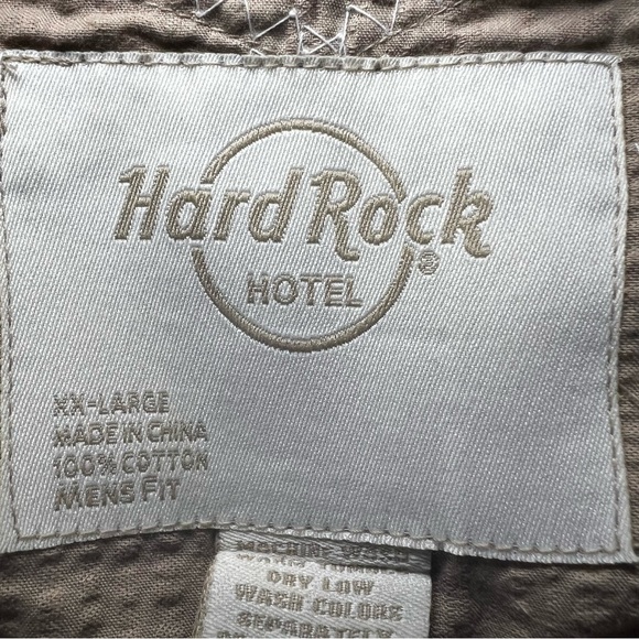 Hard Rock Hotel Cancun Button Up Shirt Men's Size 2XL Beige - Picture 11 of 14